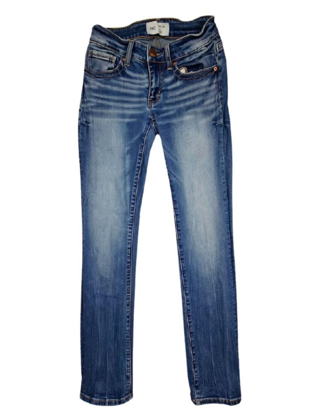 BKE Stella Jeans Womens 25x32 Low Rise Slim Straight Y2K Distressed Stretch